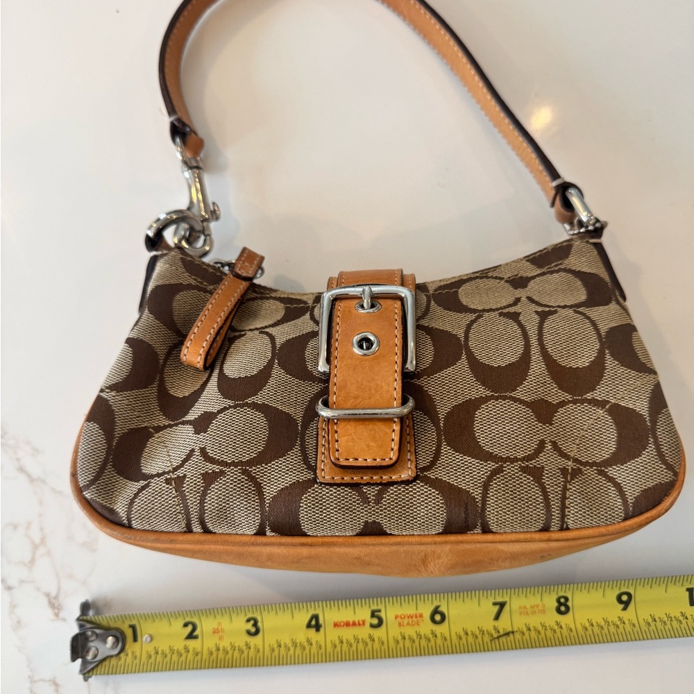 Coach Signature Canvas Mini Shoulder Bag in Brown and Tan - Picture 7 of 10